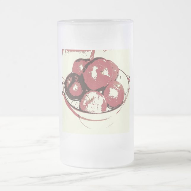 Caneca De Cerveja Vidro Jateado Maçãs de pop (Centro)
