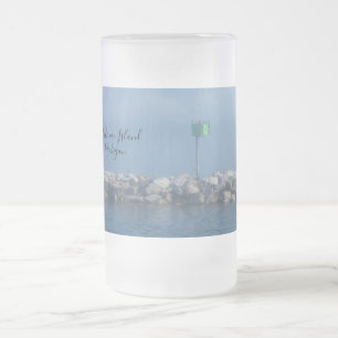 Caneca De Cerveja Vidro Jateado Mackinac Fosco de água salgada