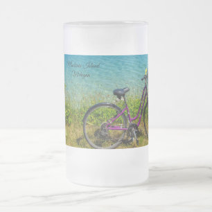 Caneca De Cerveja Vidro Jateado Mackinac Island Bike Fosco Mug