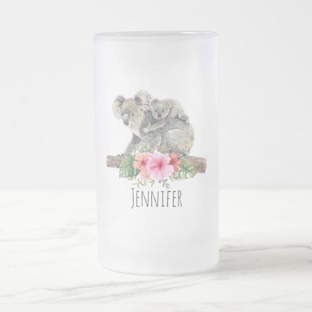 Caneca De Cerveja Vidro Jateado Mãe e Bebê Koala Bears Caqueira (Centro)