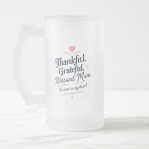 Caneca De Cerveja Vidro Jateado Mãe - Para sempre no meu coração Fosco Vidro Mug