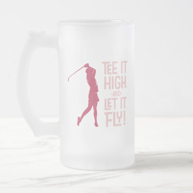Caneca De Cerveja Vidro Jateado Magenta de esportes engraçados de golfe feminino (Esquerda)