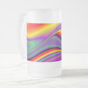 Caneca De Cerveja Vidro Jateado Magia das cores, Abstrato 3D Rainbowart