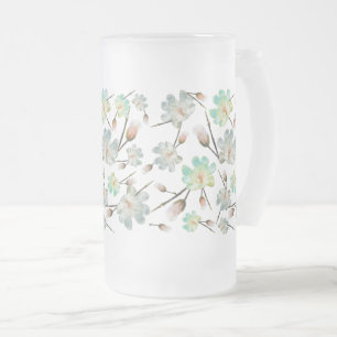 Caneca De Cerveja Vidro Jateado Magnolia Pattern Fosco Beer