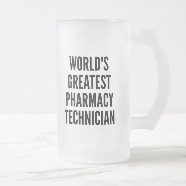Caneca De Cerveja Vidro Jateado Maior Técnico de Farmácia do Mundo (Direita)