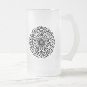 Caneca De Cerveja Vidro Jateado Mandala Tribal