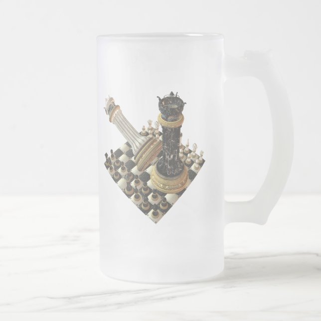 Caneca De Cerveja Vidro Jateado Maniac da xadrez (Direita)