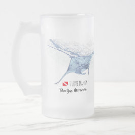Caneca De Cerveja Vidro Jateado Manta ray silhouette