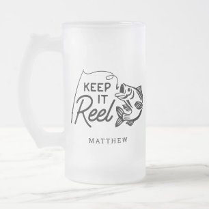 Caneca De Cerveja Vidro Jateado Mantenha-O Em Dia de os pais Do Reel Fisher Nome P