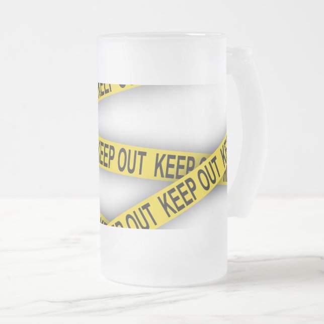 Caneca De Cerveja Vidro Jateado Mantenha-se afastado não atravesse a fita da políc (Frente Esquerda)