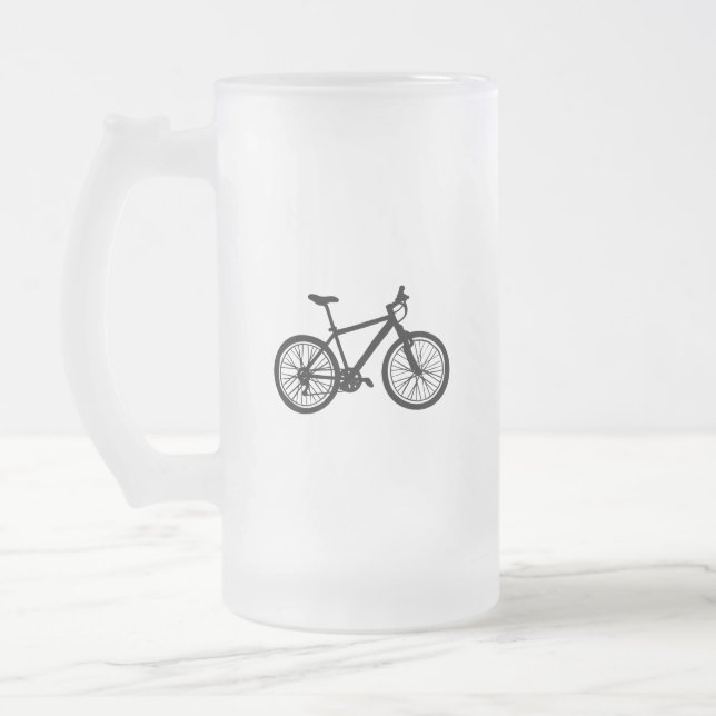 Caneca De Cerveja Vidro Jateado Mão simples bicicleta tirada em preto e branco (Esquerda)