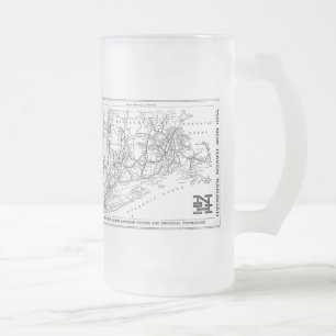 Caneca De Cerveja Vidro Jateado Mapa da estrada de ferro 1956 de New Haven