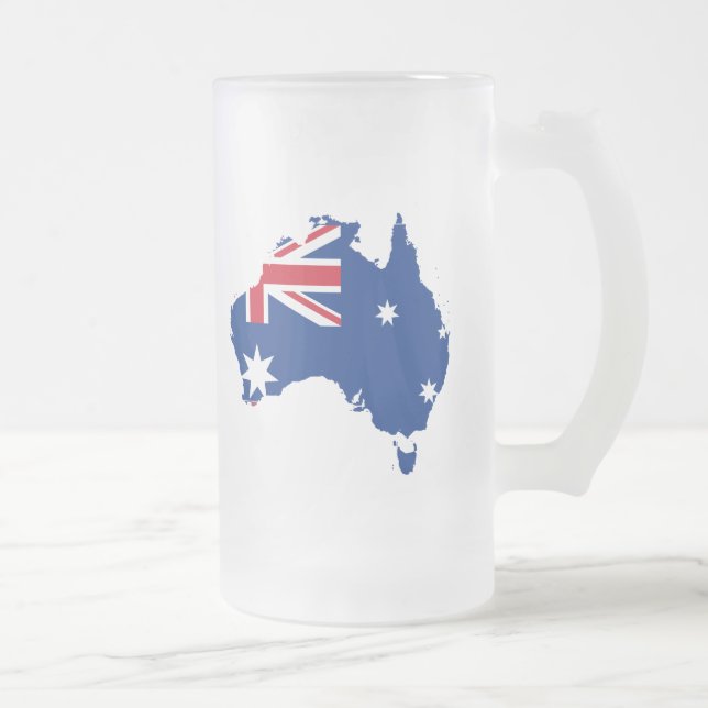 Caneca De Cerveja Vidro Jateado mapa de bandeira da Austrália (Direita)