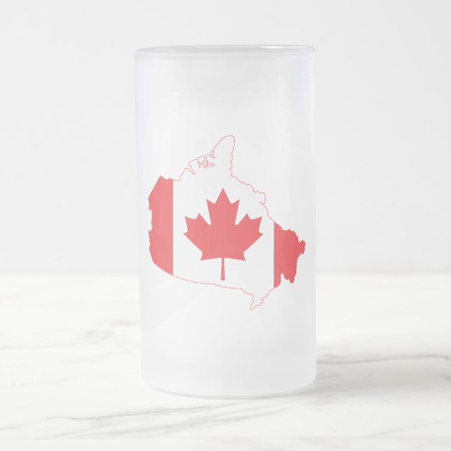 Caneca De Cerveja Vidro Jateado Mapa de Sinalizador do Canadá (Centro)