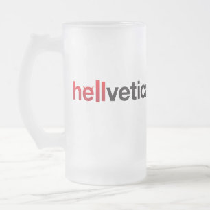 Caneca De Cerveja Vidro Jateado Marca d'água Hellvetica Vermelha e Preta