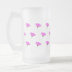 Caneca De Cerveja Vidro Jateado Margarida Rosa