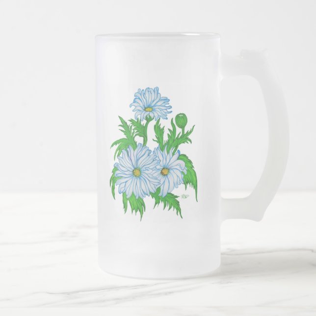 Caneca De Cerveja Vidro Jateado Margeriten Blume (Direita)