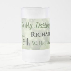 Caneca De Cerveja Vidro Jateado Marido 6 Wedding Anniversário