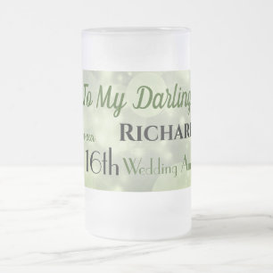 Caneca De Cerveja Vidro Jateado Marido de 16 anos de Casamento