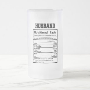 Caneca De Cerveja Vidro Jateado Marido Personalizado Fatos Nutricionais Fosco Mug