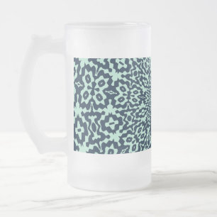 Caneca De Cerveja Vidro Jateado Marinheiro Azul e Padrão de Caleidoscópio Verde-Me