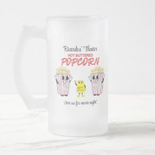 Caneca De Cerveja Vidro Jateado Mascotes de Pipocas de Pipocas de Diversão de Cine