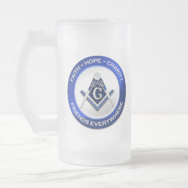 Caneca De Cerveja Vidro Jateado Masonic Frosted Mug