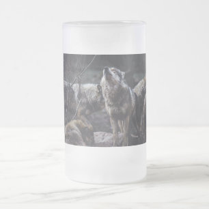 Caneca De Cerveja Vidro Jateado Matilha de Lobos