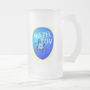 Caneca De Cerveja Vidro Jateado Mazal Tov
