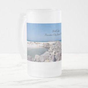 Caneca De Cerveja Vidro Jateado Meio Da Shell Island Jetty Fosco Mug