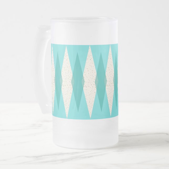 Caneca De Cerveja Vidro Jateado Meio século Modern Argyle Fosco Mug (Frente Esquerda)