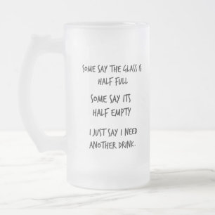 Caneca De Cerveja Vidro Jateado meio vazio meio cheio das citações engraçadas d
