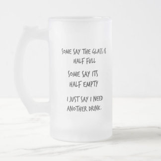 Caneca De Cerveja Vidro Jateado meio vazio meio cheio das citações engraçadas da