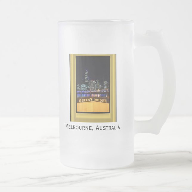 Caneca De Cerveja Vidro Jateado Melbourne Austrália CD Night Lights (Direita)