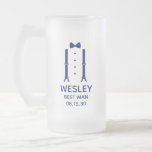 Caneca De Cerveja Vidro Jateado Melhor Arco Azul<br><div class="desc">Esta caneca de cerveja fosco de 16 oz é excelente para o melhor homem. Se toda a sua festa de casamento vestir trajes a este design com suspensórios e uma gravata arco a azul seria perfeita. Casual, porém formal. Seria excelente para um fim de semana solteiro ou despedida de solteiro....</div>