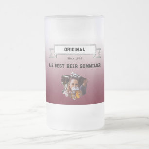 Caneca De Cerveja Vidro Jateado Melhor Cerveja Sommelier Dark Red Gradient Foto