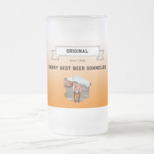 Caneca De Cerveja Vidro Jateado Melhor Cerveja Sommelier Laranja Gradient Foto