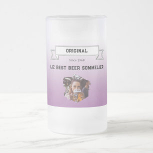 Caneca De Cerveja Vidro Jateado Melhor Cerveja Sommelier Violet White Gradient & P