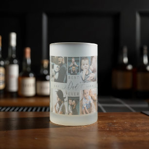 Caneca De Cerveja Vidro Jateado Melhor Colagem de Fotos do Dia de os pais de Scrip