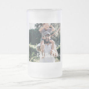 Caneca De Cerveja Vidro Jateado Melhor Colagem de Fotos Moderna do Pai
