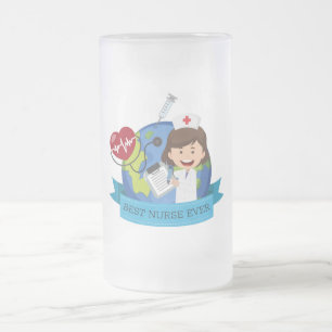 Caneca De Cerveja Vidro Jateado Melhor Enfermeira De Sempre