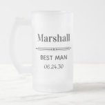 Caneca De Cerveja Vidro Jateado Melhor Homem Personalizado<br><div class="desc">Estas canecas de cerveja fosco são um favor perfeito para o melhor homem do seu casamento. Ele vai adorar que seja prático e utilizável. Eles seriam excelentes para o seu fim de semana solteiro.</div>