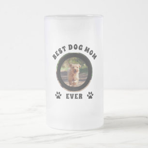 Caneca De Cerveja Vidro Jateado Melhor Mãe De Cachorro Personalizada De Foto