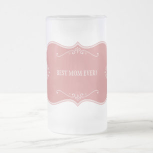 CANECA DE CERVEJA VIDRO JATEADO MELHOR MÃE DE TODOS!PINK FRAME