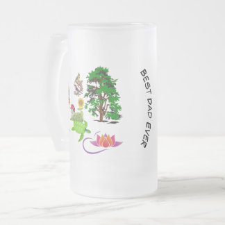 Caneca De Cerveja Vidro Jateado Melhor Pai Alguma Vez Natureza Verde Lotus Bloom