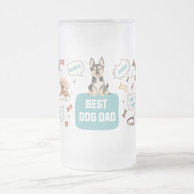 Caneca De Cerveja Vidro Jateado Melhor Pai de Cachorro (Centro)