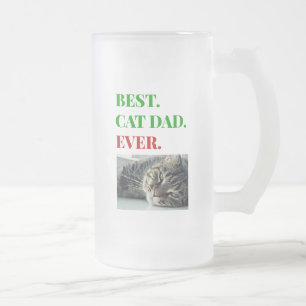 Caneca De Cerveja Vidro Jateado Melhor Pai De Gato De Natal