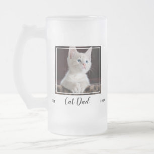 Caneca De Cerveja Vidro Jateado Melhor Pai De Gato - Foto De Gato De Pet