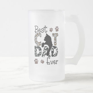 Caneca De Cerveja Vidro Jateado Melhor Pai De Gato, Leopardo Pai De Gato, Presente