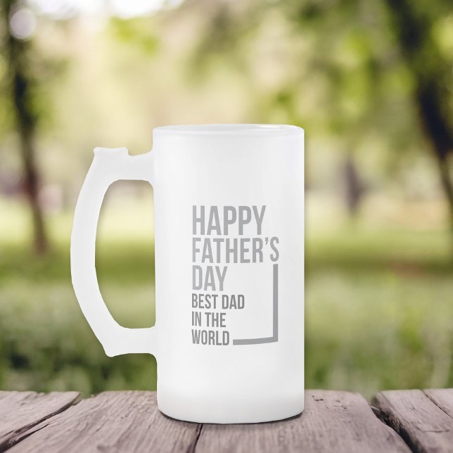 Caneca De Cerveja Vidro Jateado Melhor Pai do Mundo (Best dad in the world Father's day frosted glass mug.)